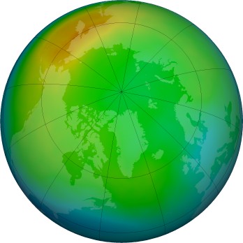 Arctic ozone map for 2015-12